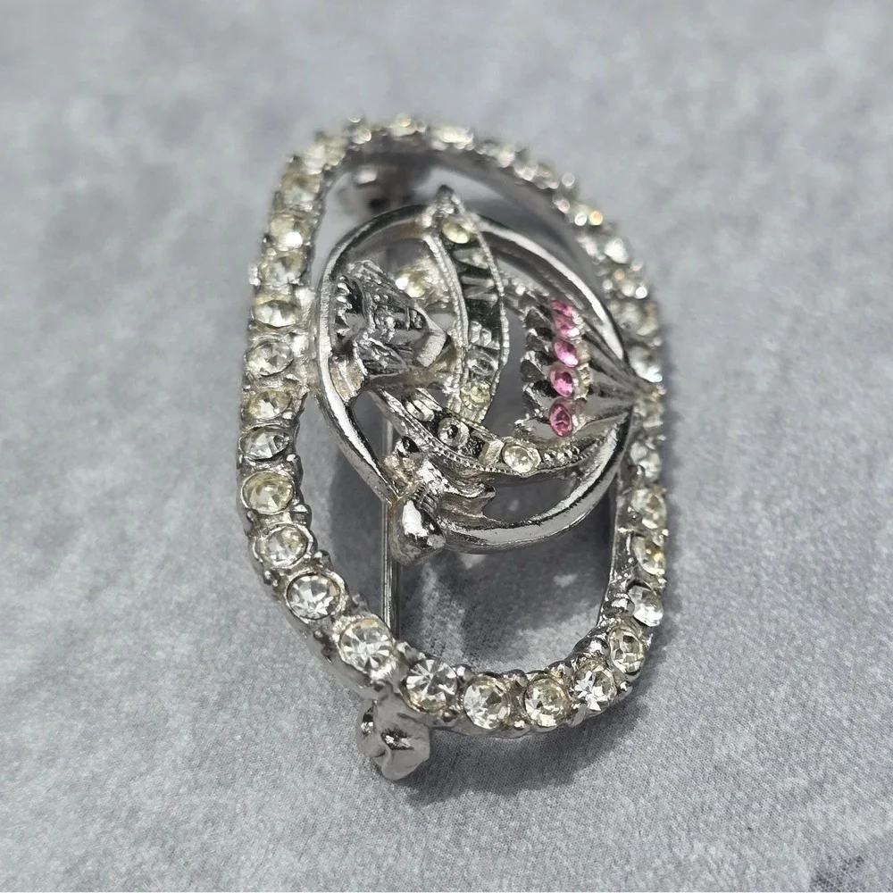 Vintage ORA LOS OF NA Rhinestone Fraternal Membership Pin Brooch